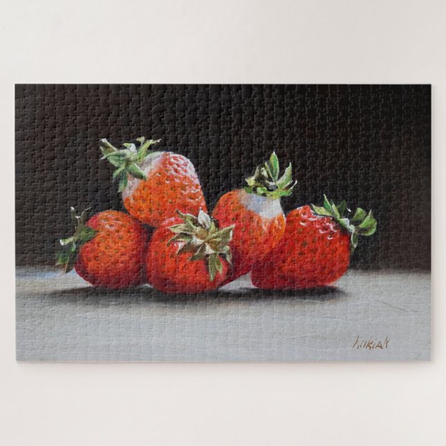 Quebra-cabeça Realistic Strawberries Still Life Oil Painting (Horizontal)
