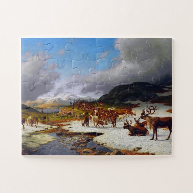 Quebra-cabeça Rebanho de renas nas montanhas ao norte de Røros (Horizontal)