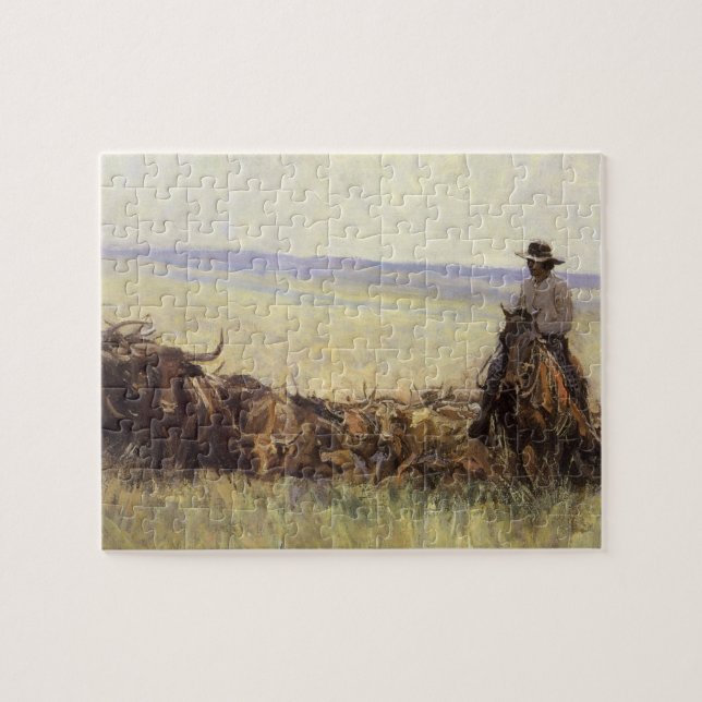 Quebra-cabeça Rebanho em Marcha para Wyoming de WHD Koerner (Horizontal)