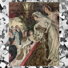 Quebra-cabeça Recém-casados Vintage, Noiva Vitoriana Lançando Bu