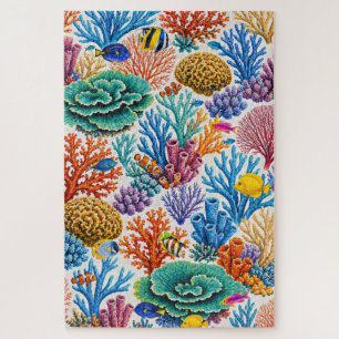 Quebra-cabeça Recife de Coral Colorido Peixe Tropical