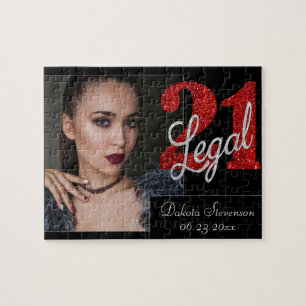 Quebra-cabeça Red 21 e Legal   Foto de aniversário de 21 anos mo