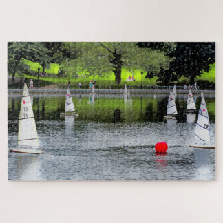 Quebra-cabeça RED BALL ON THE BOAT POND Jigsaw Puzzle