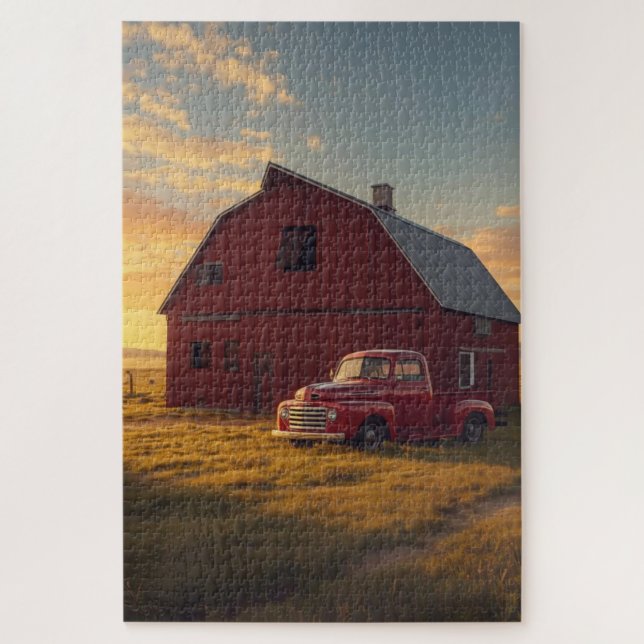 Quebra-cabeça Red Barn Old Truck Jigsaw Puzzle (Vertical)