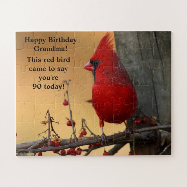 Quebra-cabeça Red Bird Cardinal Grandes Peças Dotadas Avó (Horizontal)
