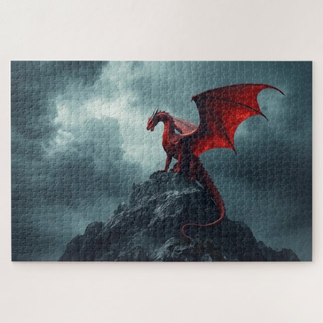 Quebra-cabeça Red Dragon On Cliff Jigsaw Puzzle (Horizontal)