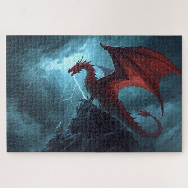 Quebra-cabeça Red Dragon On Cliff Jigsaw Puzzle (Horizontal)