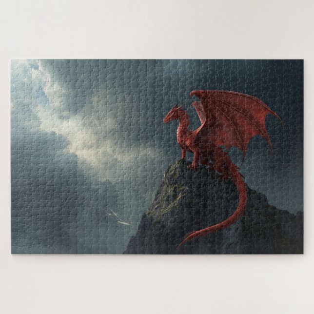 Quebra-cabeça Red Dragon On Cliff Jigsaw Puzzle (Horizontal)