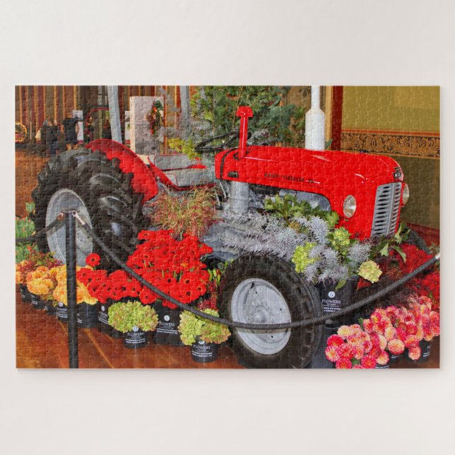 Quebra-cabeça Red farm tractor Jigsaw Puzzle (Horizontal)