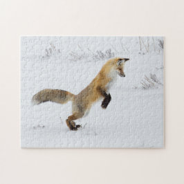 Quebra-cabeça Red Fox Leaps in Snow