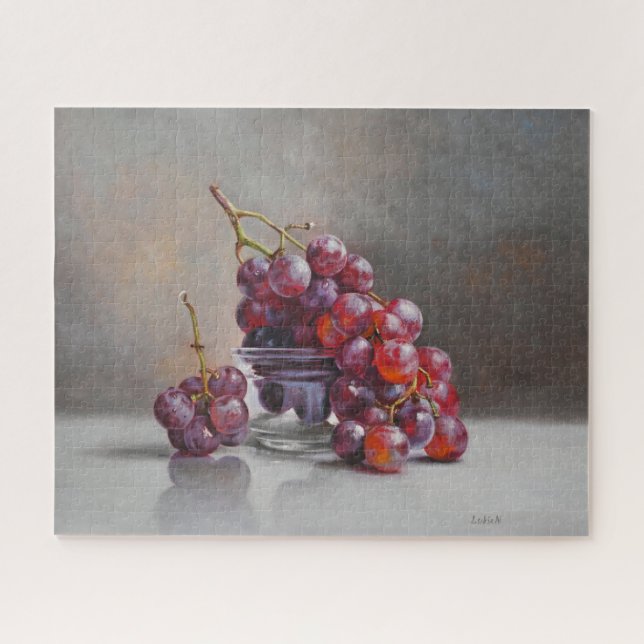 Quebra-cabeça Red Grapes Still Life - from Original Oil Painting (Horizontal)