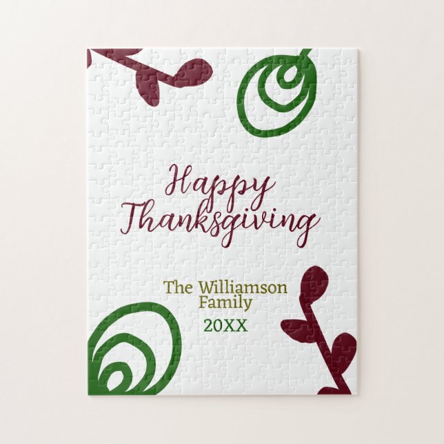 Quebra-cabeça Red green happy Thanksgiving floral leaf fall (Vertical)