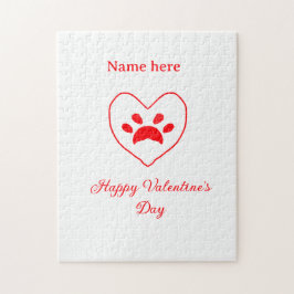 Quebra-cabeça Red heart dog cat paw happy Valentine's day name 