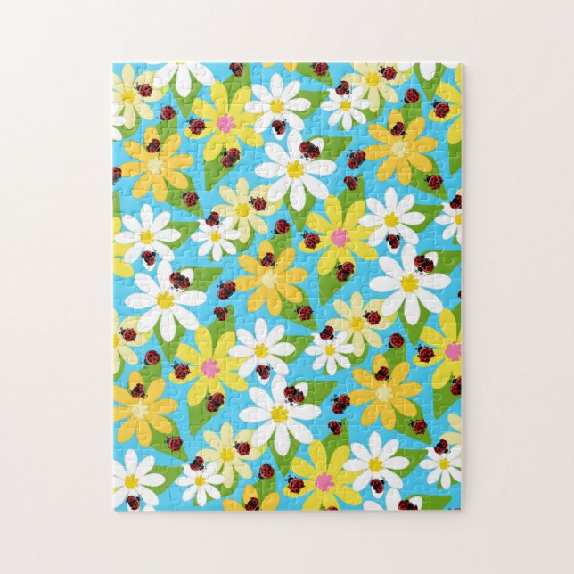 Quebra-cabeça Red Ladybug Beetle Insett Lover Black Hearts (Vertical)