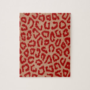 Quebra-cabeça Red Leopard Skin Art