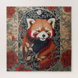 Quebra-cabeça Red Panda Elegante William Morris Inspirou Floral