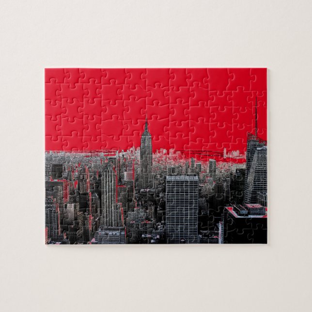 Quebra-cabeça Red Pop Art Nova Iorque de Manhattan (Horizontal)