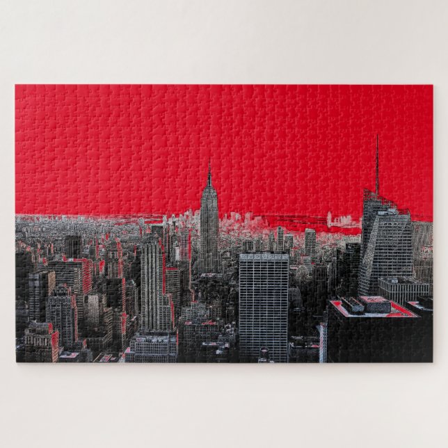 Quebra-cabeça Red Pop Art Nova Iorque de Manhattan (Horizontal)