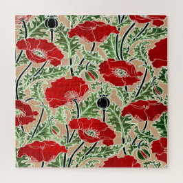 Quebra-cabeça Red Poppy Art Nouveau Design
