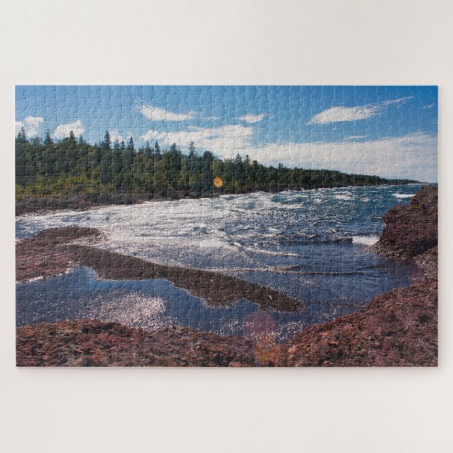 Quebra-cabeça Red Rock Shoreline – Lake Superior, U.P. (Horizontal)