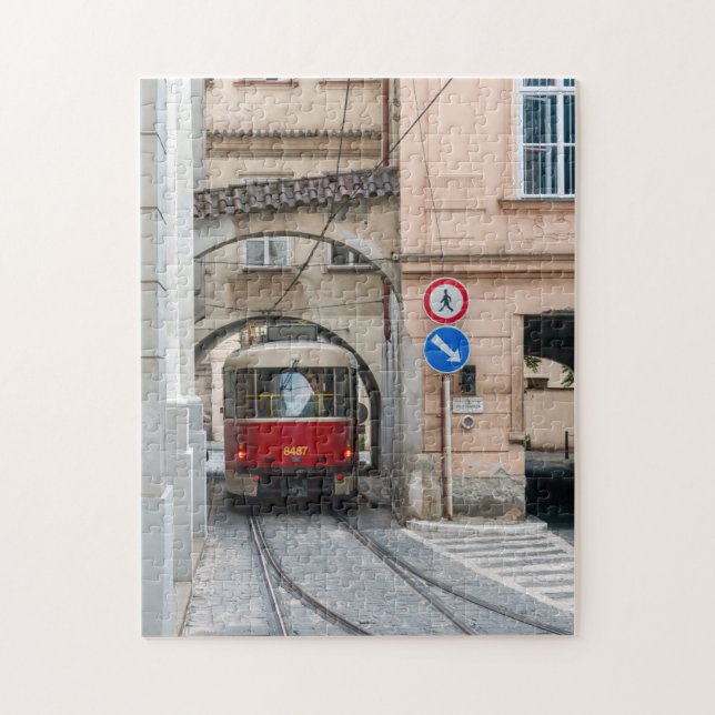 Quebra-cabeça Red tramway na antiga cidade de Praga - República  (Vertical)