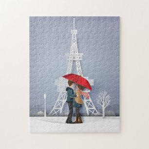 Quebra-cabeça Red Umbrella nos Namorados Casais de Paris