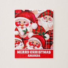 Quebra-cabeça Red Vintage Santa Claus Crianças de Natal