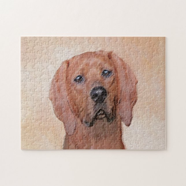 Quebra-cabeça Redbone Coonhound Painting - Arte De Cachorro Orig (Horizontal)