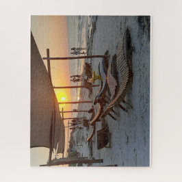 Quebra-cabeça Rede de descanso ao pôr do sol junto ao mar