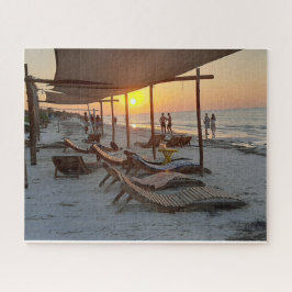 Quebra-cabeça Rede de descanso ao pôr do sol junto ao mar