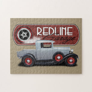 Quebra-cabeça Redline o hot rod de prata da garagem