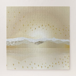 Quebra-cabeça Reflexão Dourada Da Montanha Solar De Inverno Em Á