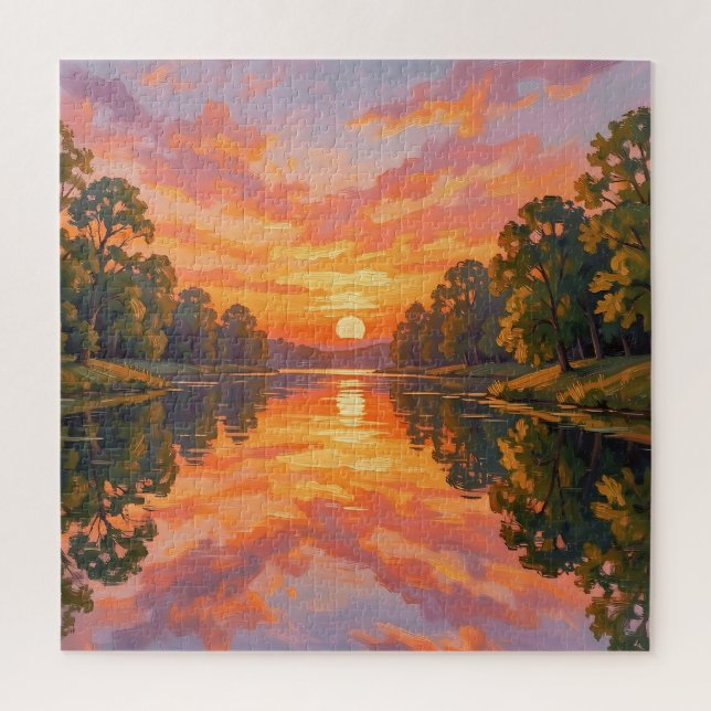 Quebra-cabeça Reflexo do Rio ao Pôr do Sol Vibrante (Vertical)