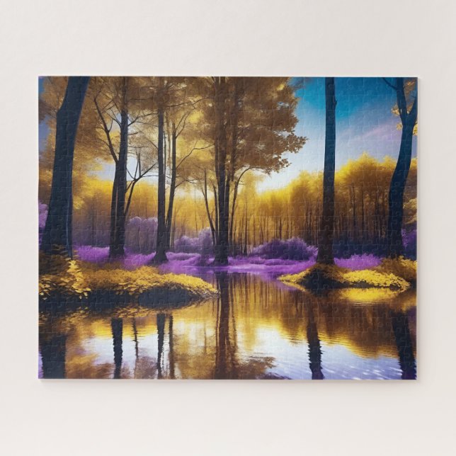 Quebra-cabeça Reflexões da Floresta Tranquila da Serenidade do o (Horizontal)