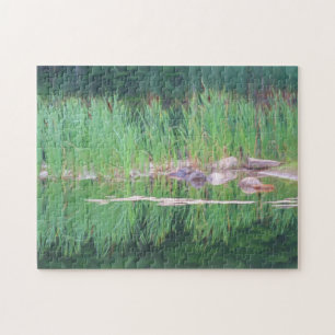 Quebra-cabeça Reflexões de lições de cattails Pintura fotogr