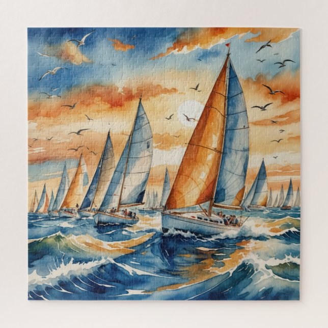 Quebra-cabeça Regata de veleiro aquarela (Vertical)