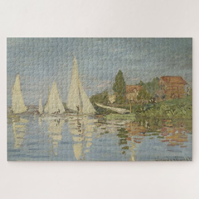 Quebra-cabeça Regatas em Argenteuil, Pintura a Óleo, Claude Mone (Horizontal)
