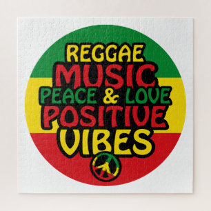 Quebra-cabeça Reggae design com aspas positivas e sinalizador re