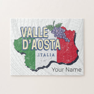 Quebra-cabeça Região de Aosta Valley Itália Map Vintage Souvenir