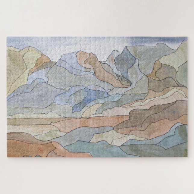 Quebra-cabeça Regiões Montanhosas - Linha de Aquarela Impressão (Horizontal)