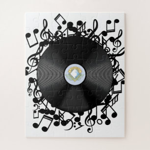 Quebra-cabeça Registro de vinil velho e notas musicais