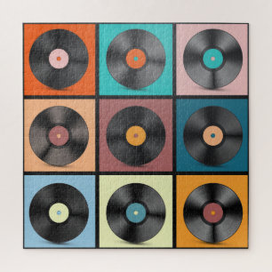 Quebra-cabeça Registros de vinilo: conjunto retrô LP.