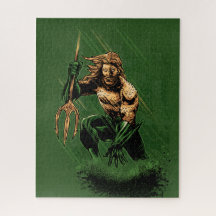Rei do Oceano Guerreiro Tridente Arte de Quadrinho