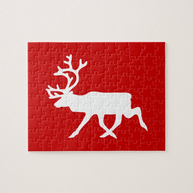 Quebra-cabeça Reindeer Branco / Silhueta das Caraíbas (Horizontal)