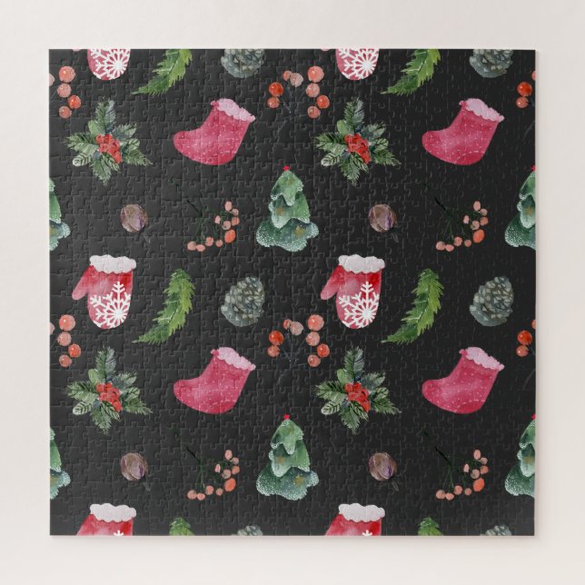 Quebra-cabeça Reindeer de Natal: Padrão Sem Costura (Vertical)