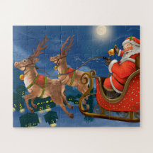 Reindeer Pulling Santa Claus Sleigh | Natal