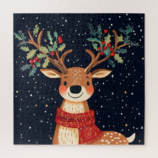 Quebra-cabeça Reindeer Starry Natal Twinkle Night (Vertical)