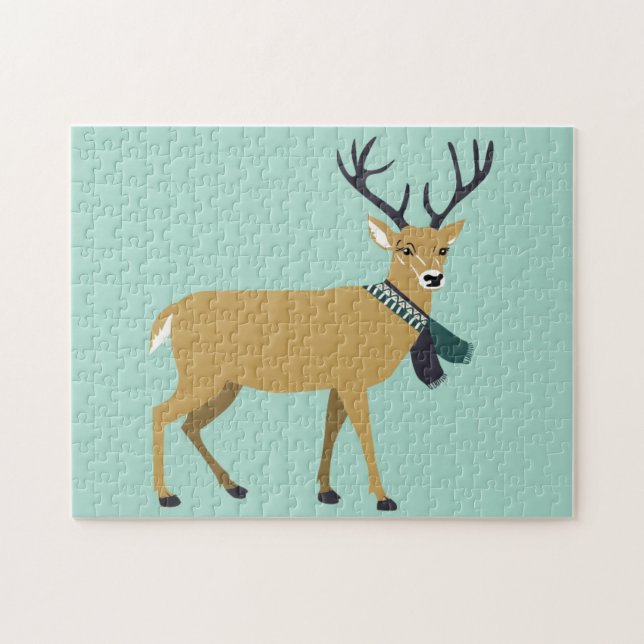 Quebra-cabeça Reindeer Vestindo um escarpa de inverno (animal de (Horizontal)