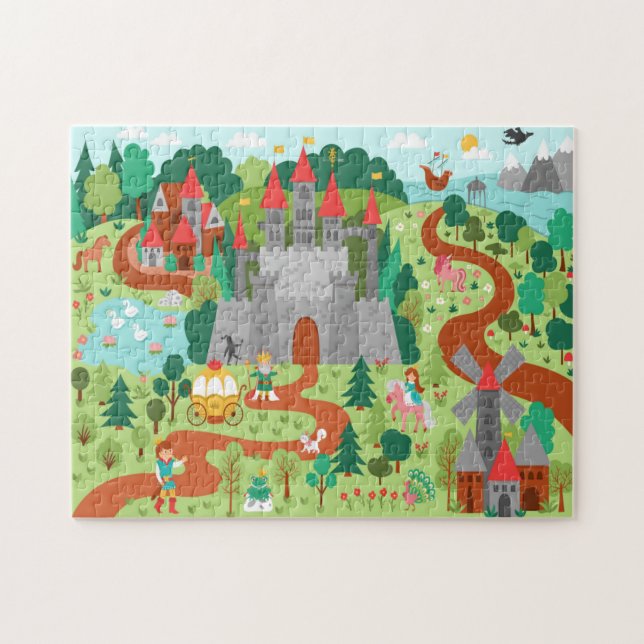 Quebra-cabeça Reino de Contos de Fadas Medieval Castelo Fantasia (Horizontal)