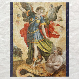 Quebra-cabeça Religioso Vintage, Santo Michael Derrota Lúcifer